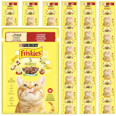 Zdjęcie produktu dla Purina Friskies z Wołowiną 24x85g Mokra Karma Dla Kota w Sosie