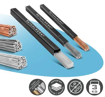 Obrázok produktu pre STAHLWERK Súprava zváracích tycí ER70S-G3, ER307Si, ER4043Si5 Ø 1,6 x 500 mm po 1 kg