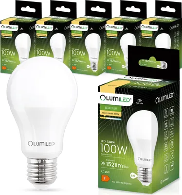 Produktbild von LUMILED A60 E27 LED Lampe 13W ersetzt 100W 1521 lm Leuchtmittel 3000K Warmweiß Birnen Lampen 260° Glühbirne 6er-Pack Energiesparlampe