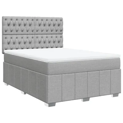 Produktbild von Boxspringbett mit Matratze Hellgrau 140x190 cm Stoff