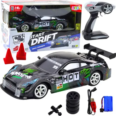 Produktbild von Rennwagen Drift Auto Rc Schwarz Und Grün 30Km/H 1:16