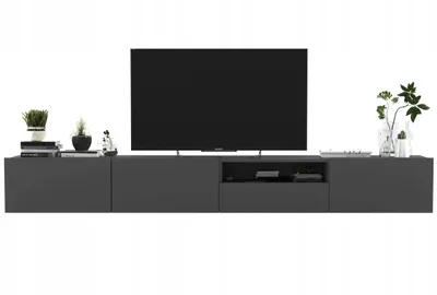 Zdjęcie produktu dla Szafka RTV Loft Wisząca Grafit MAT Komoda RTV Szuflada 240 cm zestaw