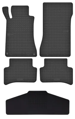 Productafbeelding van Rubberen automatten + tunnelmat voor Mercedes C klasa W203 2000-2008 (sedan/stationwagen) – 5-delig, zwart, op maat – Wielganizator SolidTread