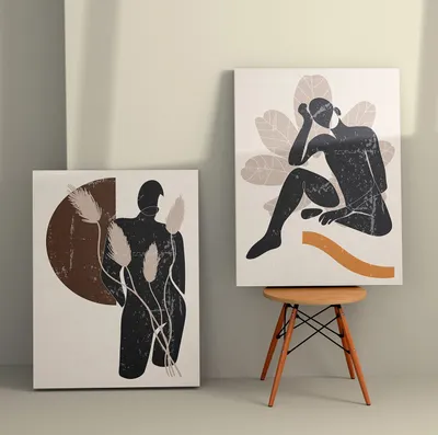 Produktbild von Wallity, 2KNV4250 - 50 x 70, Dekoratives Leinwandgemälde (2 Stück), Mehrfarbig, 100 % LEINWAND, 50 x 70 cm