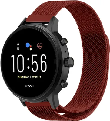 Produktbild von Strap-it Milanese - Kompatibel mit Fossil Gen 5Armband 44mm Fossil uhrenarmband Fossil ersatzarmband Hogwertiges Edelstahl für Smartwatch 22mm Armband Rot 22mm