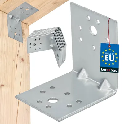 Obrázok produktu pre KOTARBAU® Sada 12 ks uhlových spojok, regálové uholníky 60x60x50 mm, uholníky pre ťažké zaťaženie, oporné uholníky, vystužené kovové uholníky, stavebné spojky, pozinkovaná oceľ