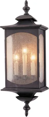Produktbild von Außenlampe Wand Aluminium Glas H: 63,8 cm IP44 in ölgeriebenes Bronze E14 3-flammig Rustikal Außenwandlampe