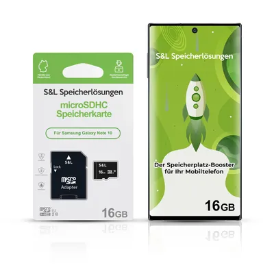 Produktbild von microSD Speicherkarte S&L für Samsung Galaxy Note 10 - Speicherkapazität: 16 GB