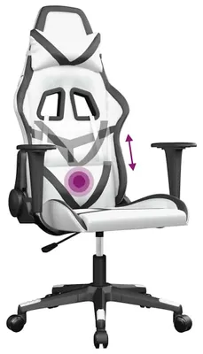 Produktbild von vidaXL Gaming-Stuhl mit Massagefunktion Weiß und Schwarz Kunstleder