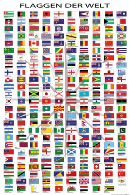 Produktbild von Bildungsposter - Flaggen der Welt mit Hauptstädten - Poster Plakat - 61x91,5 cm