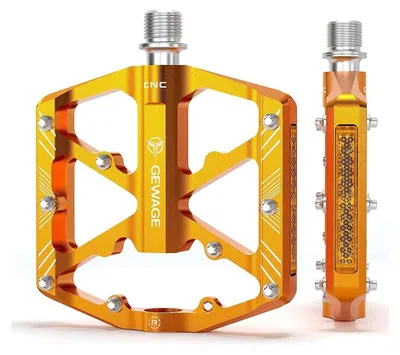 Image de Pédales de vélo avec réflecteurs, 3 roulements étanches, plateforme en aluminium CNC antidérapante, taille 9/16 de pouce, couleur or