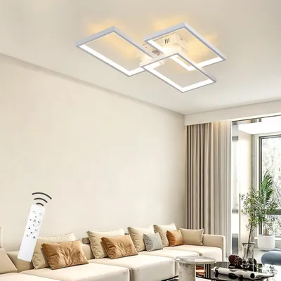 Produktbild von ZMH LED Deckenleuchten Weiß Wohnzimmer dimmbar mit Fernbedienung 63W Metall Modern Design