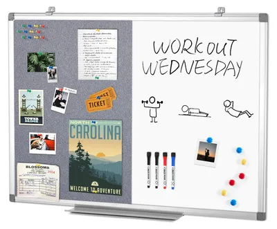 Produktbild von SWANCROWN Filz Pinnwand mit Whiteboard 90x60cm, mit Alurahmen, 2 in 1