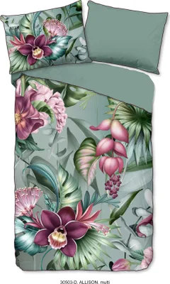 Produktbild von Descanso Bettwäsche mit einer biese und Blumen - 140x200 cm - 100% Bio Baumwolle