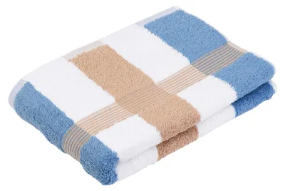 Zdjęcie produktu dla Ręcznik prysznicowy i kąpielowy w paski z pętelką do zawieszania, 100% bawełna, 70 x 140 cm – 9700