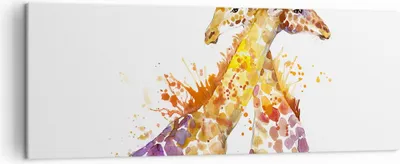 Produktbild von Bild auf Leinwand - Leinwandbild - Giraffen Tiere Kinder Safari - 140x50cm - Wand Bild - Wanddeko - Leinwanddruck - Bilder - Kunstdruck - Wanddekoration - Leinwand bilder - Wandkunst - AB140x50-2883