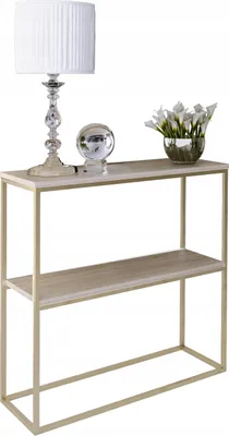 Zdjęcie produktu dla Konsola metalowa toaletka stolik półka stojąca loft złoty sonoma glamour