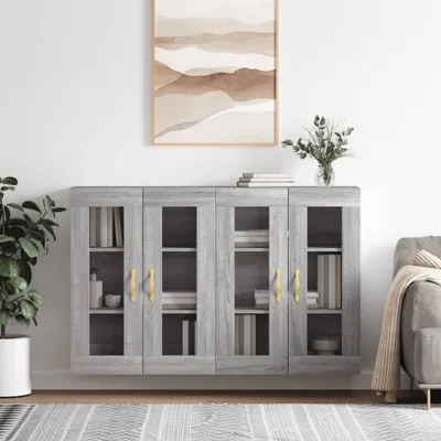 Image de vidaXL Armoires murales 2 pcs. Gris Sonoma Matériau dérivé du bois