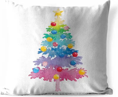 Produktbild von MuchoWow® Outdoor Kissen - Illustration - Weihnachten - Weihnachtsbaum - 45x45 cm - Wetterfest - Lounge Kissen - Fotokissen - Dekoratives Kissen