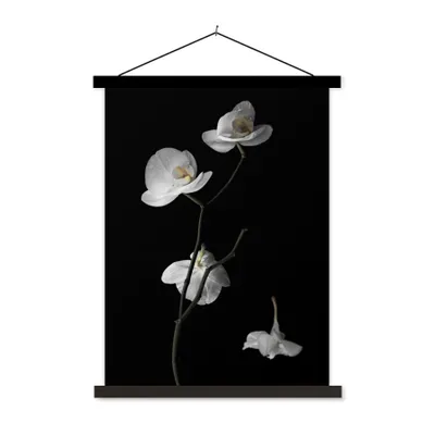 Produktbild von MuchoWow® Textilposter Orchidee - Blumen - Schwarz - Weiß - Stilleben 60x80 cm mit schwarzem Rahmen - Plakathalter