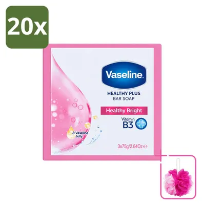 Produktbild von 20 x Vaseline Healthy Bright Seifenstück - Reinigend und pflegend - 75 g - Sparpackung - 20 Stücke