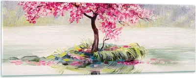 Produktbild von Bilder auf glas - Baum Abstraktion - 90x30cm - Glasbilder - Wandbilder - Kunstdruck - zum Aufhängen bereit - Wanddekoration aus Glas - Glas Bilder - Wandbild auf Glas - Einteilig - GAB90x30-3805