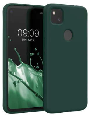 Produktbild von kwmobile Hülle kompatibel mit Google Pixel 4a Hülle - gummierte TPU Silikon Handyhülle - Schutzhülle für kabelloses Laden - Case in Moosgrün
