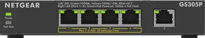 Produktbild von NETGEAR GS305Pv3, Unmanaged, Gigabit Ethernet (10/100/1000), Vollduplex, Power over Ethernet (PoE), Wandmontage