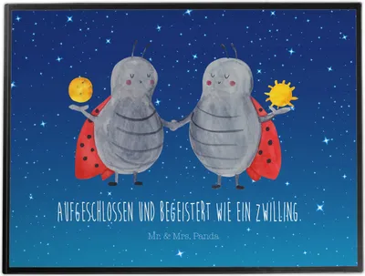 Produktbild von Mr. & Mrs. Panda schreibtischunterlage Sternzeichen Zwilling - Sternenhimmel Blau - Geschenk, Unterlage Schreibtisch, Glückskäfer, Zwillingsbruder, Zwillingsschwester