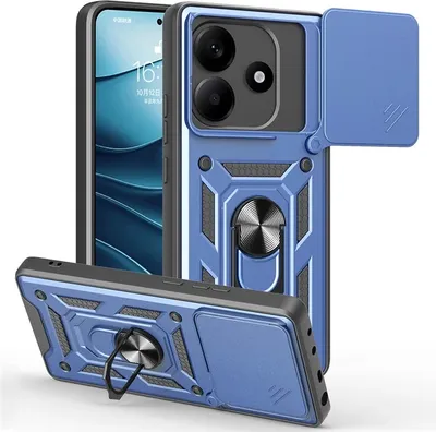 Productafbeelding van Beschermhoes voor Xiaomi Redmi Note 14 5G - Achterkant met verschuifbare cameraprima Phonesta CamShield - Blauw