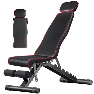 Image de Banc d'entraînement pliable - Banc de musculation - Réglable en hauteur - Entraînement de force - Entraînement du corps entier - Noir