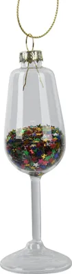 Produktbild von Christbaumschmuck Glas 11,5cm Sektglas mit Füllung Transparent / Bunt