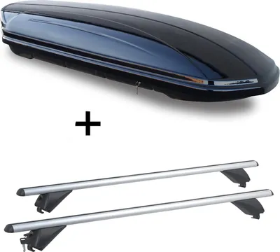 Produktbild von Dachbox VDPMAA460 460Ltr schwarz glänzend abschließbar + Alu Dachträger RB003 kompatibel mit Opel Insignia Kombi (5Türer) ab 2017
