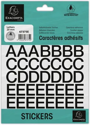 Image de EXACOMPTA 67375E EXACOMPTA Lettres autocollantes A-Z, 20 mm, noir