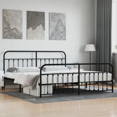 Produktbild von vidaXL Bettgestell mit Kopf  und Fußteil Metall Schwarz 193x203 cm - Bettgestell - Bettgestelle - Bettrahmen - Bett