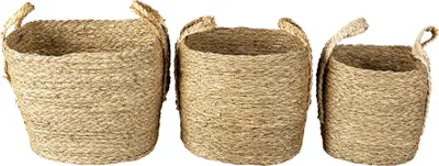 Obrázek produktu pro Clayre & Eef Sada 3 úložných košů Ø 27 Ø 23 Ø 20 cm Hnědá sláma