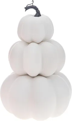 Imagen del producto de Calabazas artificiales, decoración, torre de 3 niveles, decoración, 29 cm, color blanco