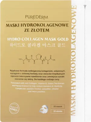 Obrázek produktu pro PUREDERM Hydrokolagenové masky na obličej se zlatem, 25 ks.