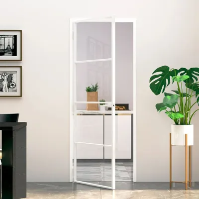 Produktbild von Möbel Innentür Weiß 76x201,5 cm Hartglas & Aluminium Schlank - Haustüren 153666