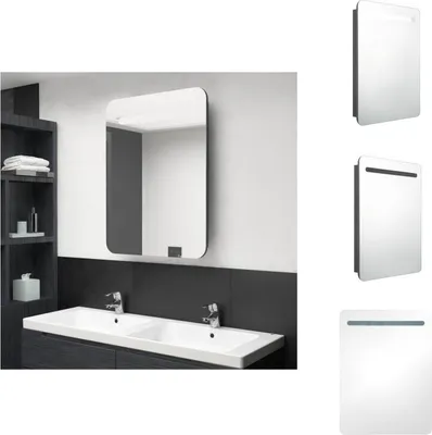 Produktbild von vidaXL LED-Bad-Spiegelschrank Grau 60x11x80 cm -  Badezimmerwaschtische