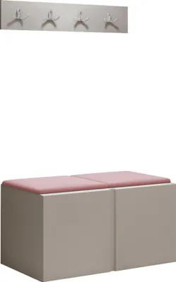 Produktbild von MIRJAN24 Garderoben-Set Orion VI, Garderobe mit Sitzbank mit 2 x Wandpanel 42x42 (Farbe: Cashmere, Manila 09)