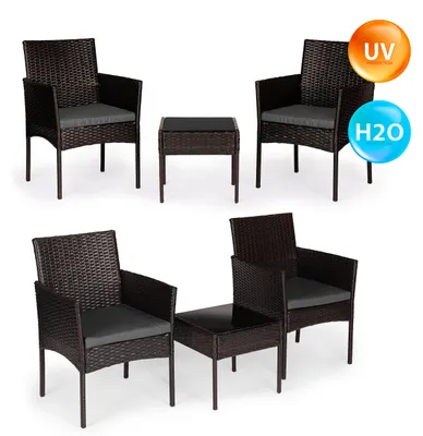 Produktbild von Gartenmöbel-Set aus Technorattan: 2 Stühle und ein Tisch in Dunkelbraun von MultiGarden