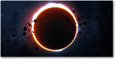 Produktbild von Tulup® Glas-Bild - 100x50 -Wandkunst - Wandbild hinter gehärtetem Sicherheitsglas  - Weltall & Science-Fiction - Sonnenfinsternis - Orange