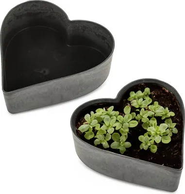 Image de Coeur jardinières pour l'extérieur 2 pcs noir marbré en 26 cm