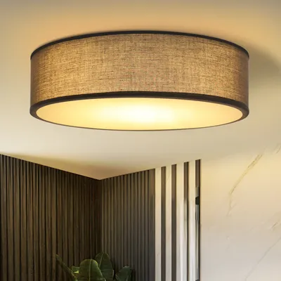 Produktbild von ZMH Deckenlampe Schlafzimmer Deckenleuchte Rund - 1 Flammig E27 Wohnzimmerlampe Stoff Modern Schlafzimmerlampe Grau Küchenlampe mit Stoffschirm