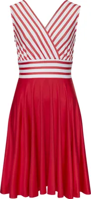 Produktbild von LASCANA Sommerkleid mit Streifenprint, bügelfreie Qualität, maritim weiß-rot gestreift Größe 38