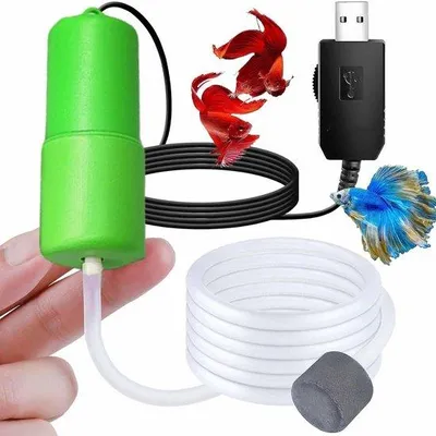 Produktbild von portable luftkompressor für aquarien und angeln, tragbar für draußen, mit luftvolumensteuerung.