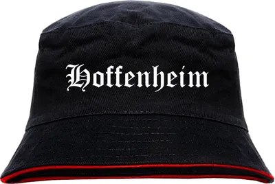 Produktbild von Hoffenheim Anglerhut - Altdeutsche Schrift - Schwarz-Roter Fischerhut L/XL SchwarzRot