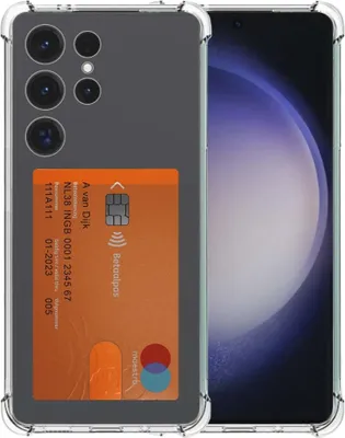 Image de Smartphonica Phone Case Suitable for Samsung Galaxy S23 Ultra with Card Holder Translucent Silicone - Transparent TPU Shockproof Backcover Case with Card Slot