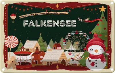 Produktbild von vianmo Blechschild 12x18 cm Weihnachten FALKENSEE